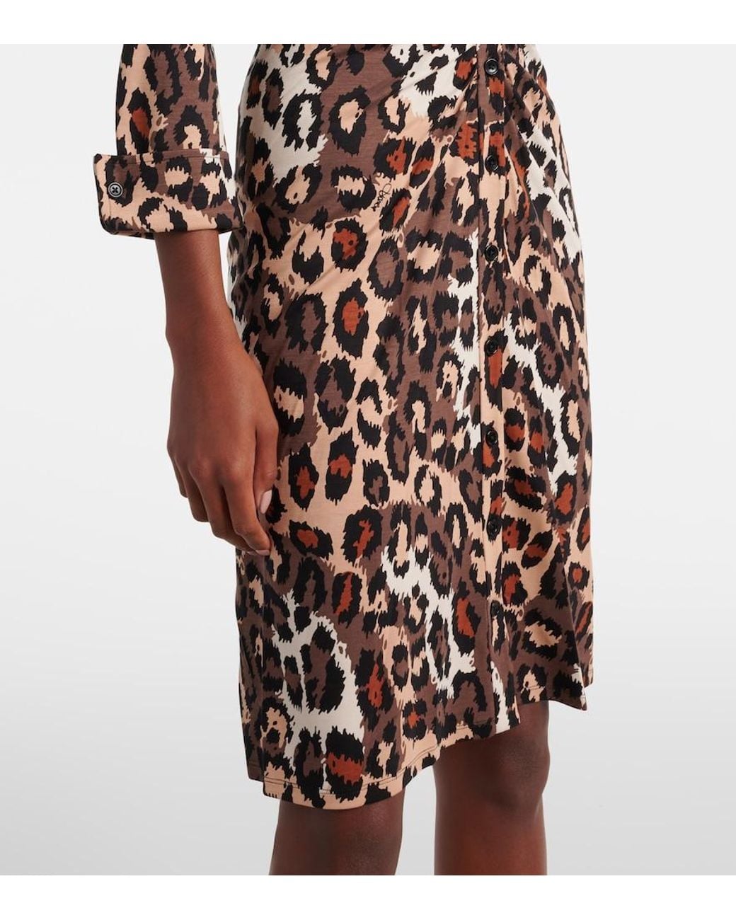 Diane von Furstenberg Brown Sheska Leopard-Print Midi Dress
