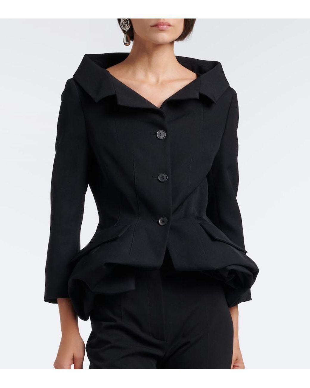 Magda Butrym Black Peplum Wool Blazer