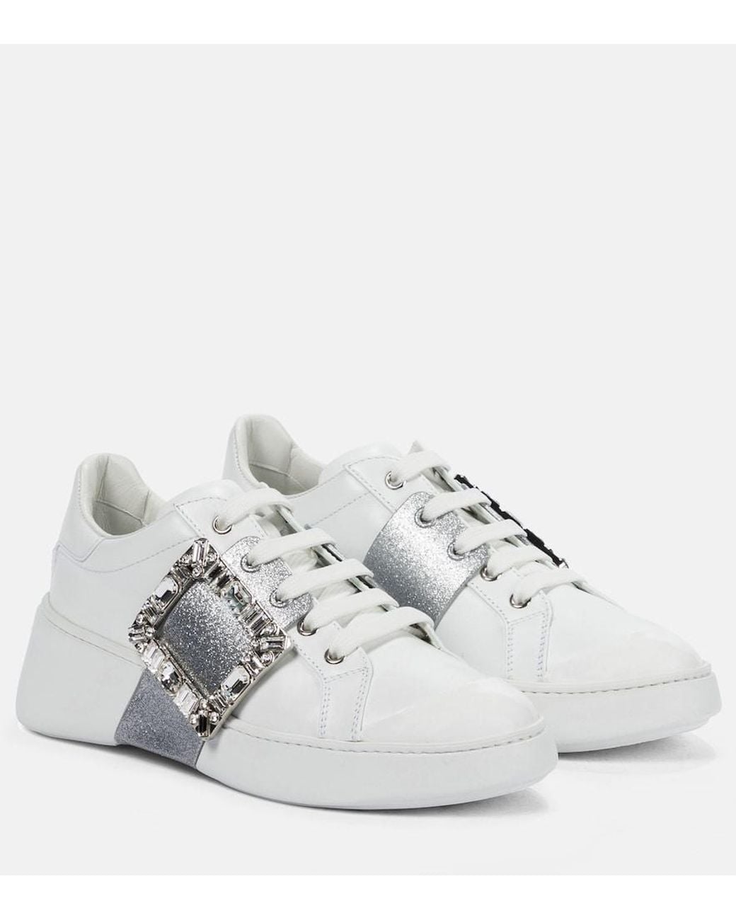 Roger Vivier White Viv' Skate Leather Sneakers