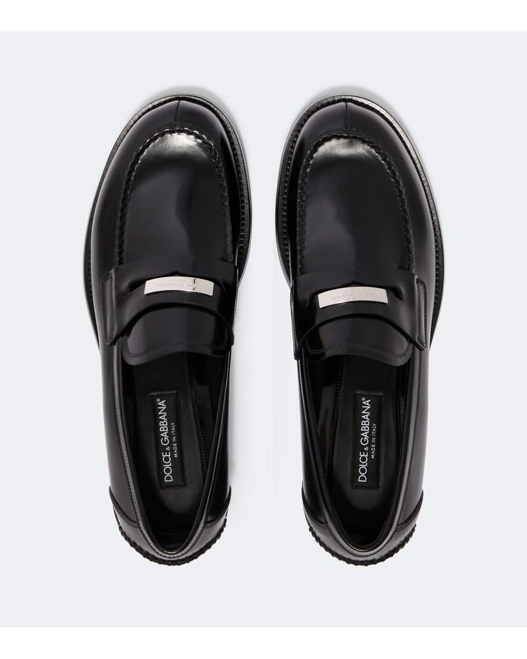 Dolce & Gabbana Black Leather Penny Loafers for men