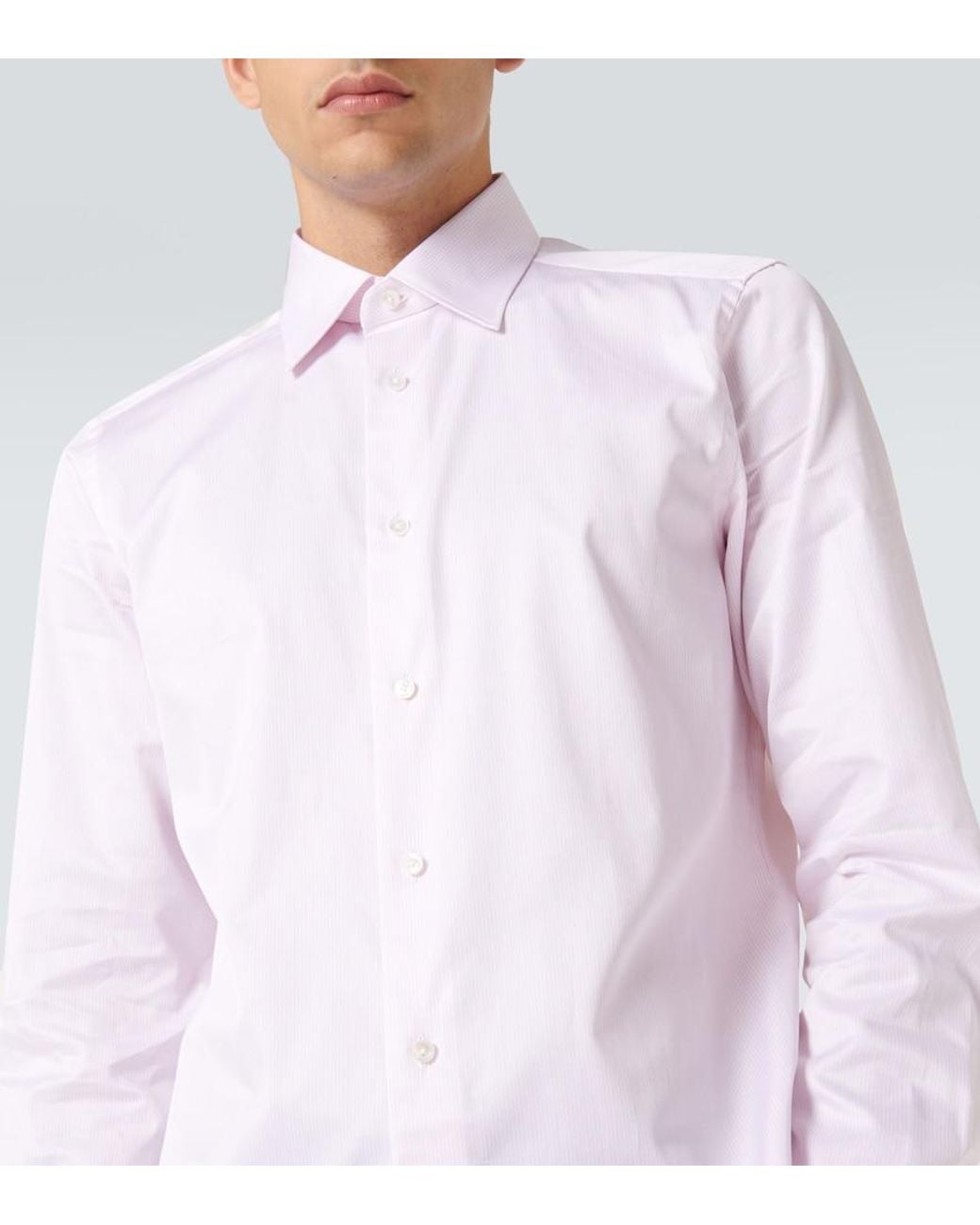 Zegna Pink Trofeo Striped Cotton Shirt for men