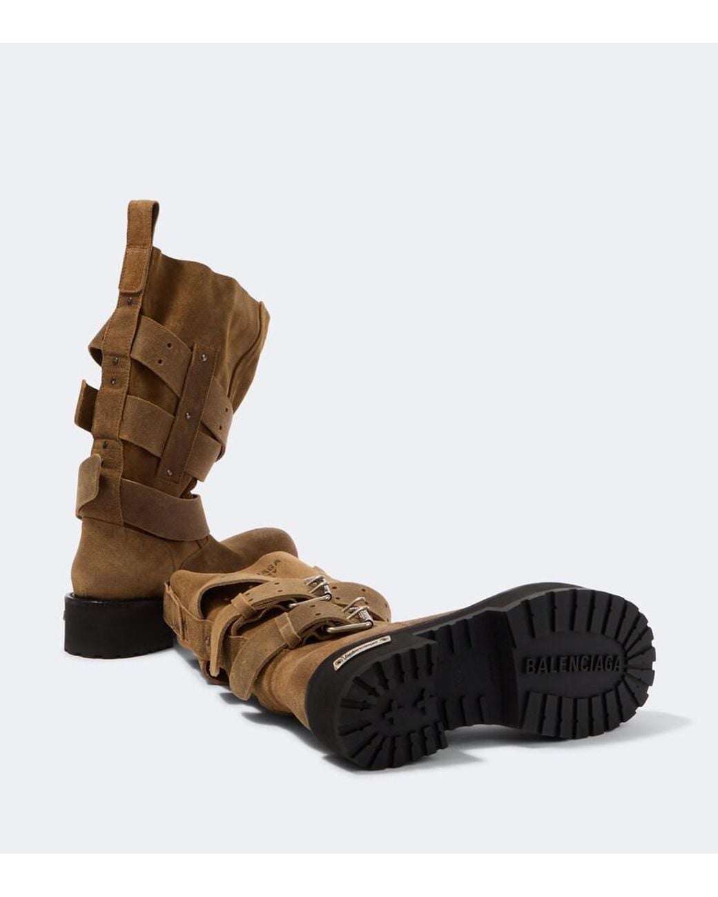 Balenciaga Brown Venom Suede Biker Boots for men
