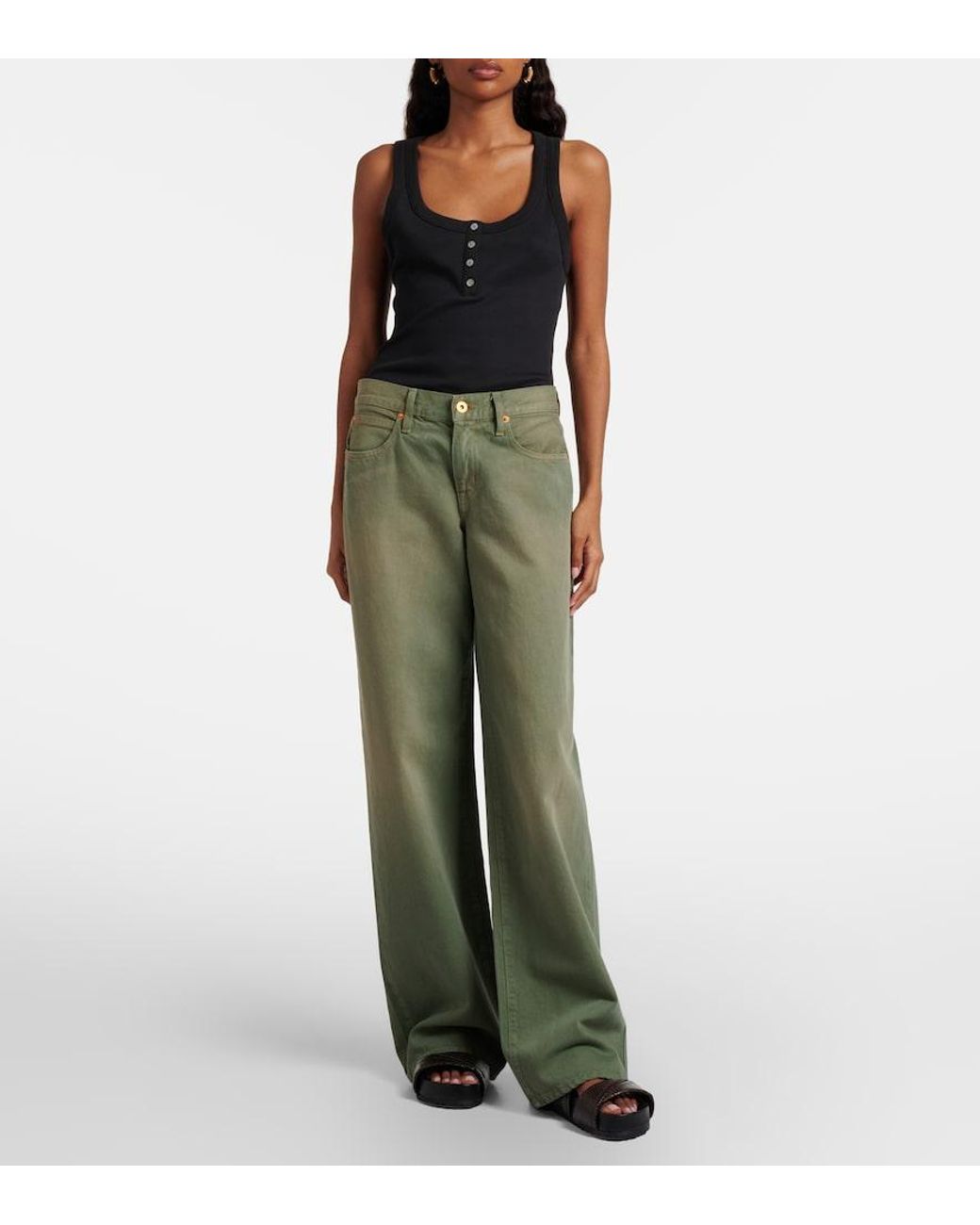 SLVRLAKE Denim Green Mica Wide-Leg Jeans