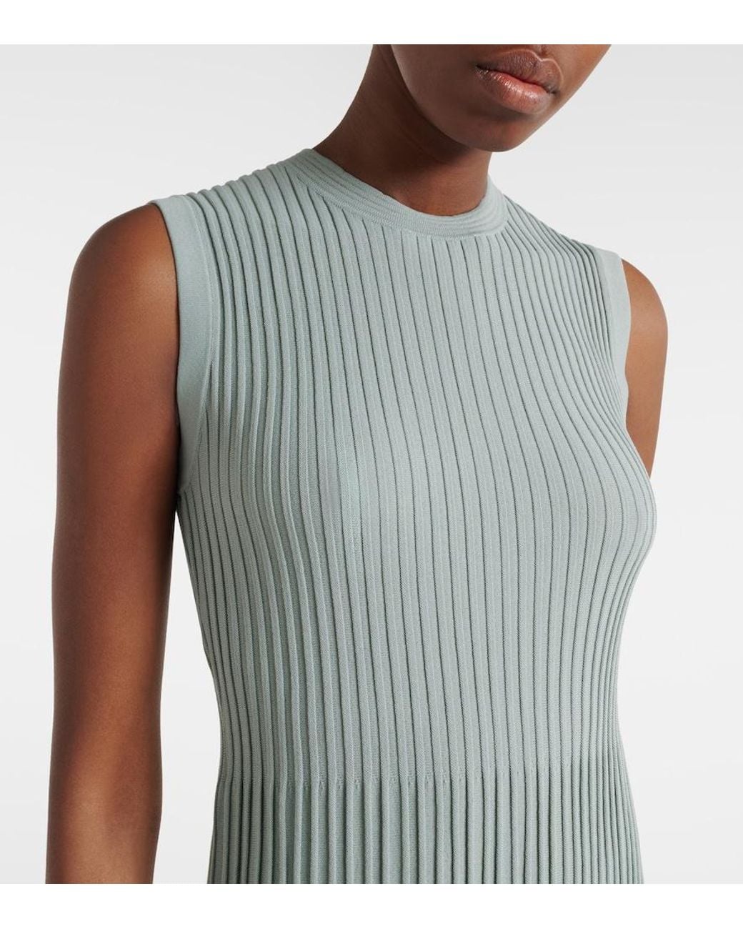 Max Mara Green Egizio Ribbed-Knit Midi Dress