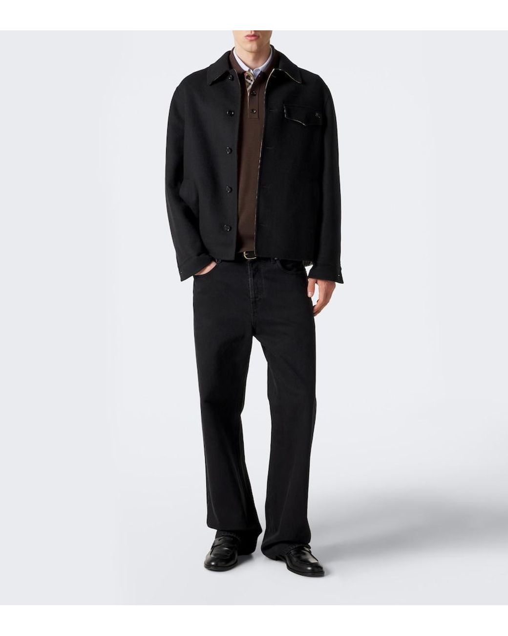 Burberry Brown Wool Polo Sweater for men