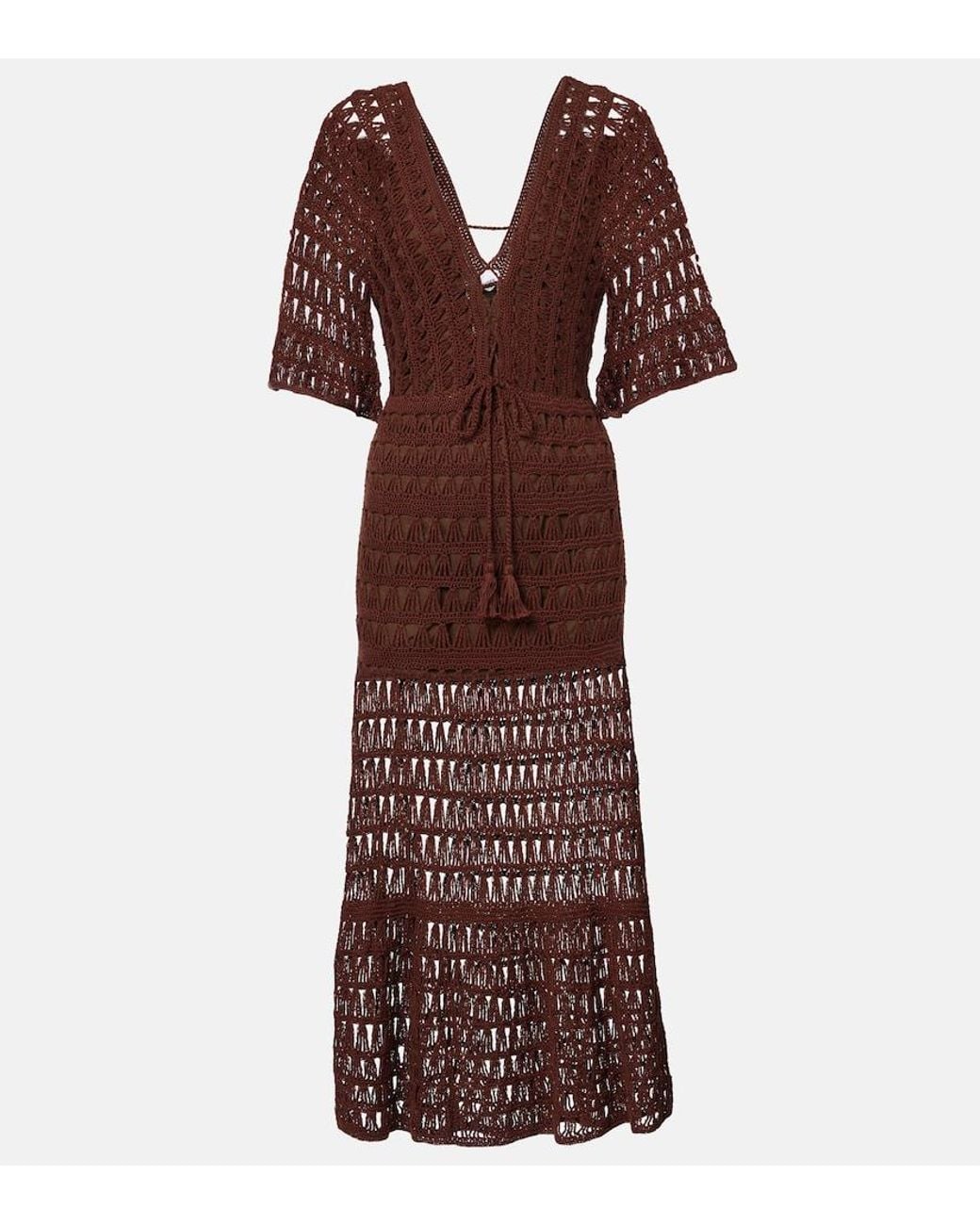 Anna Kosturova Purple Marissa Cotton Crochet Midi Dress