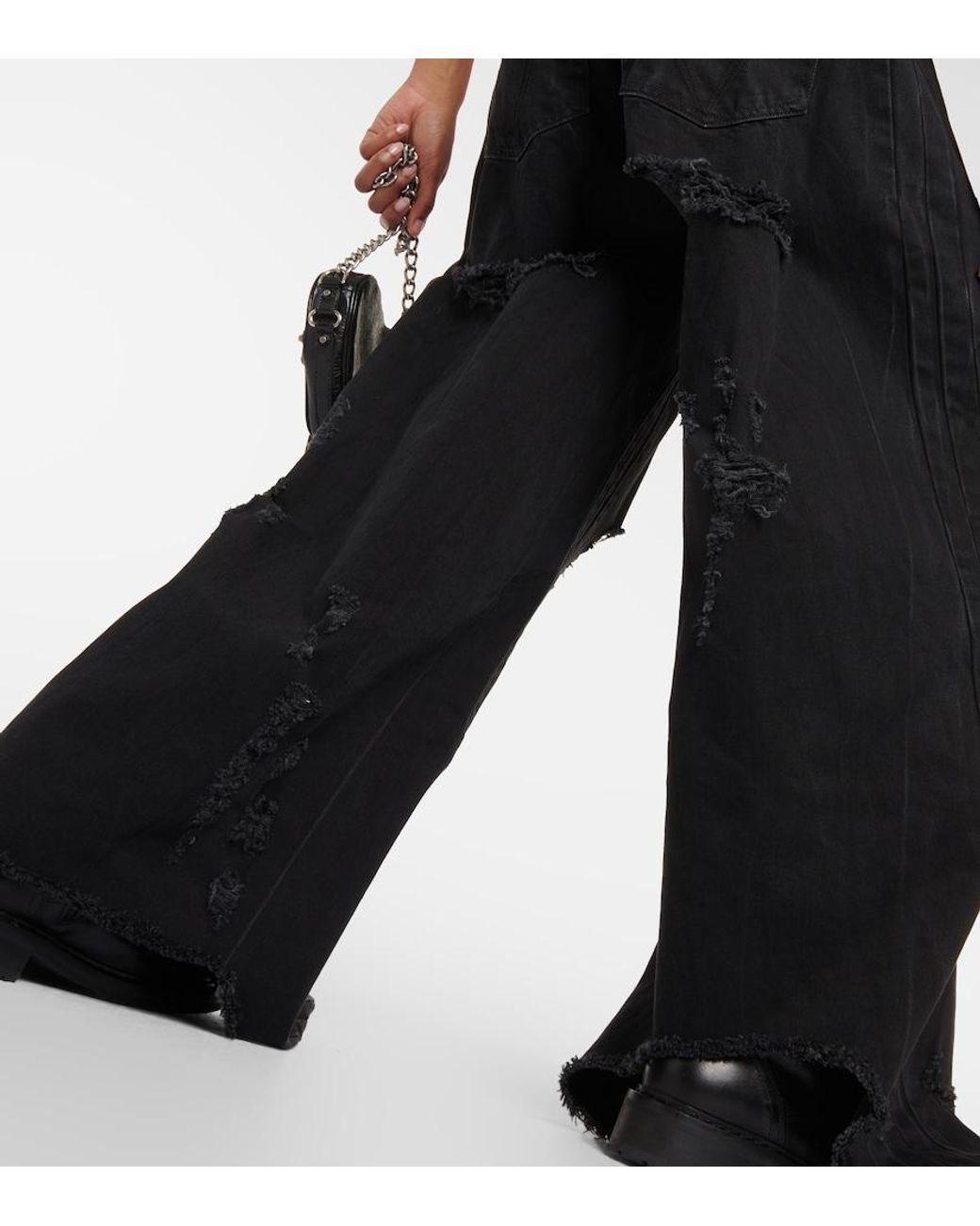 Jean Wide Distressed Vetements en coloris Black