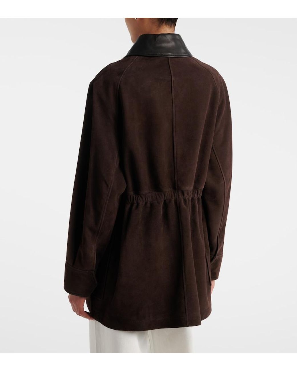 Nour Hammour Brown Grange Leather-Trimmed Suede Jacket