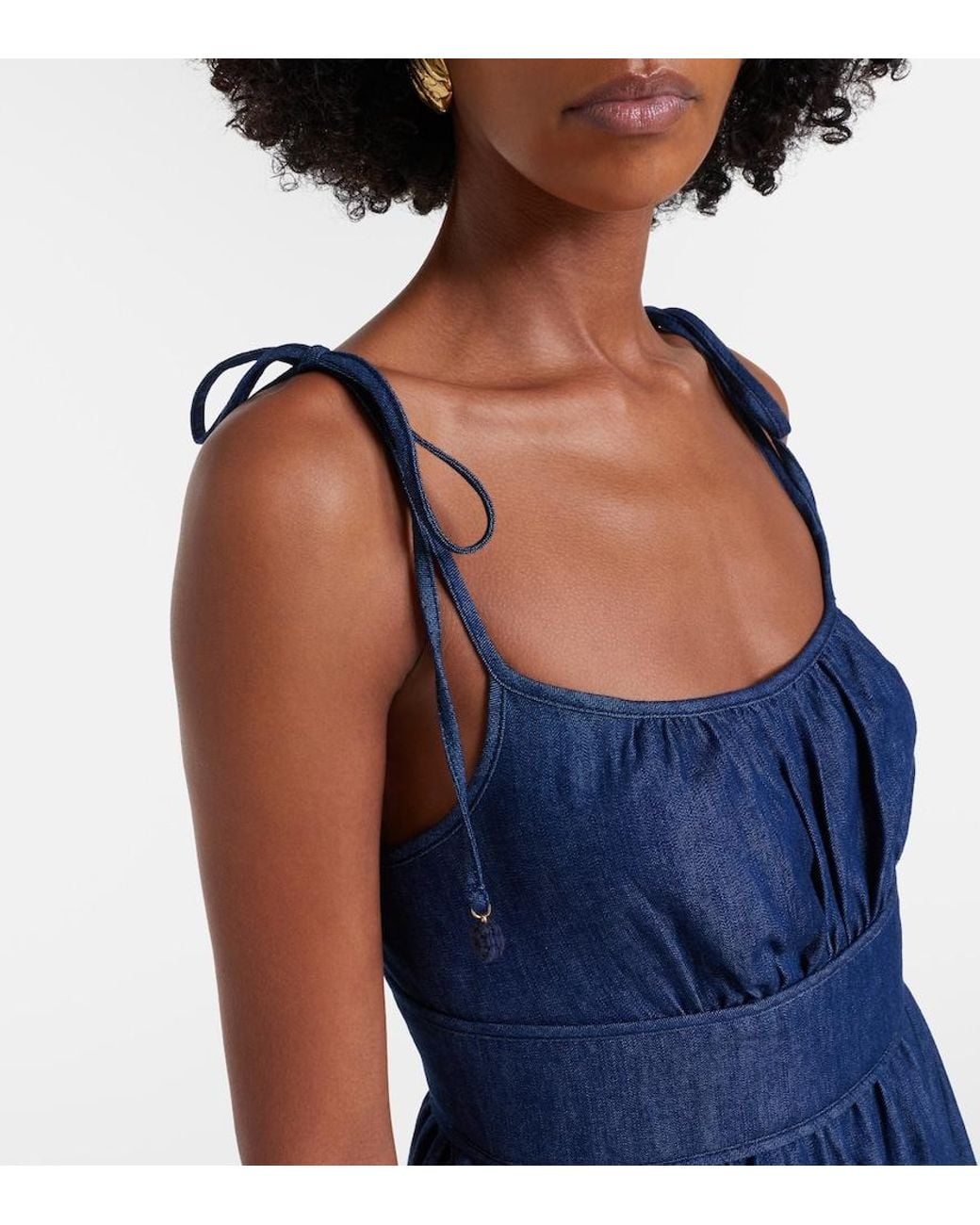 Zimmermann Blue Mahon Broderie Anglaise Denim Midi Dress