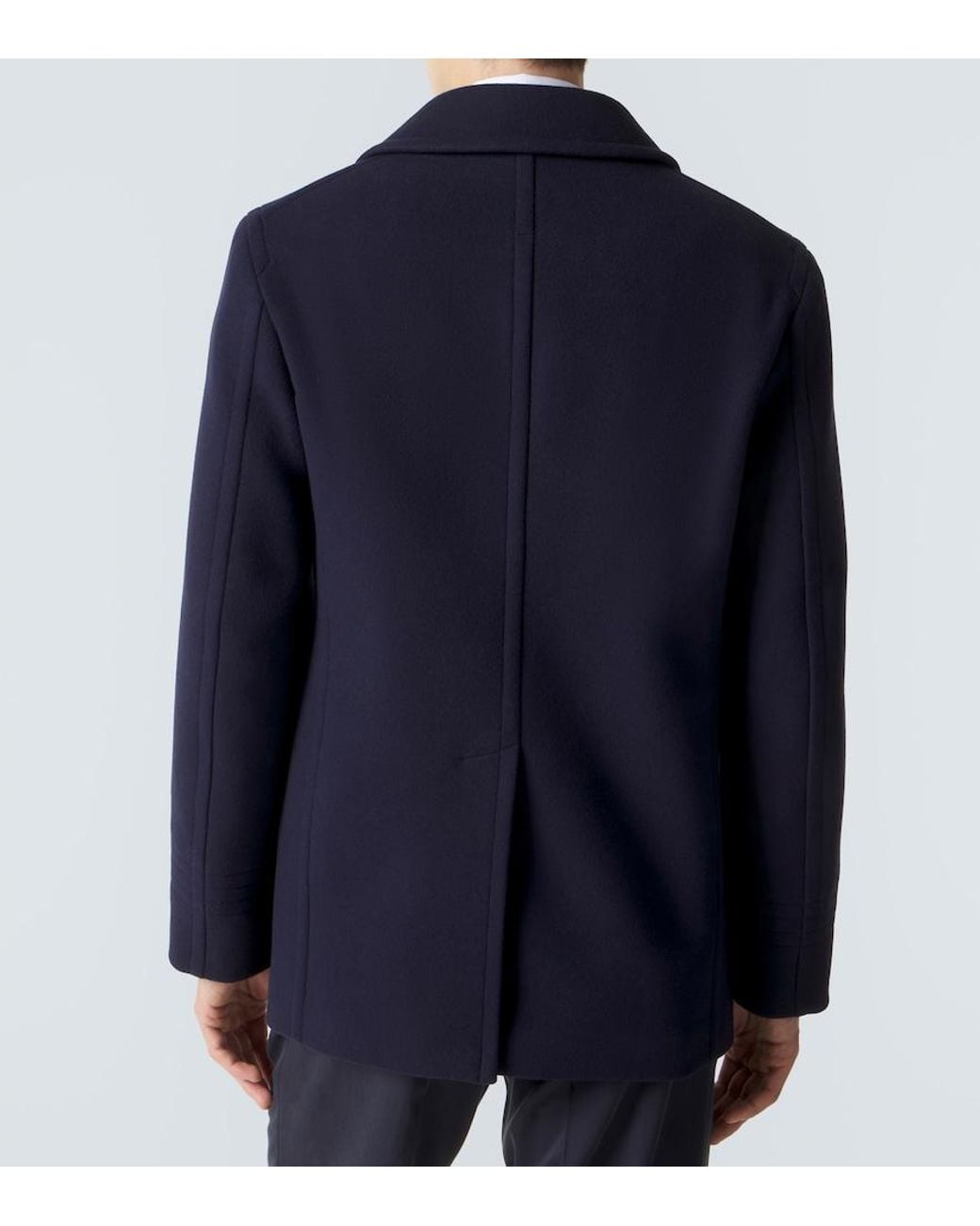 Tom Ford Blue Wool Felt Peacoat for men
