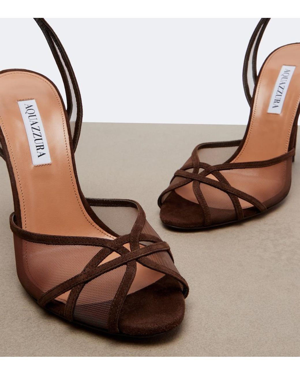 Aquazzura Brown Shear Suede Sandals