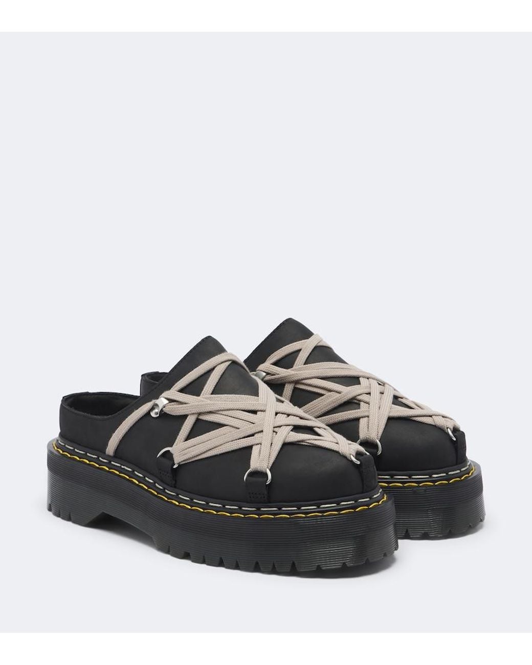 Rick Owens Black Drkshdw X Dr. Martens Leather Mules
