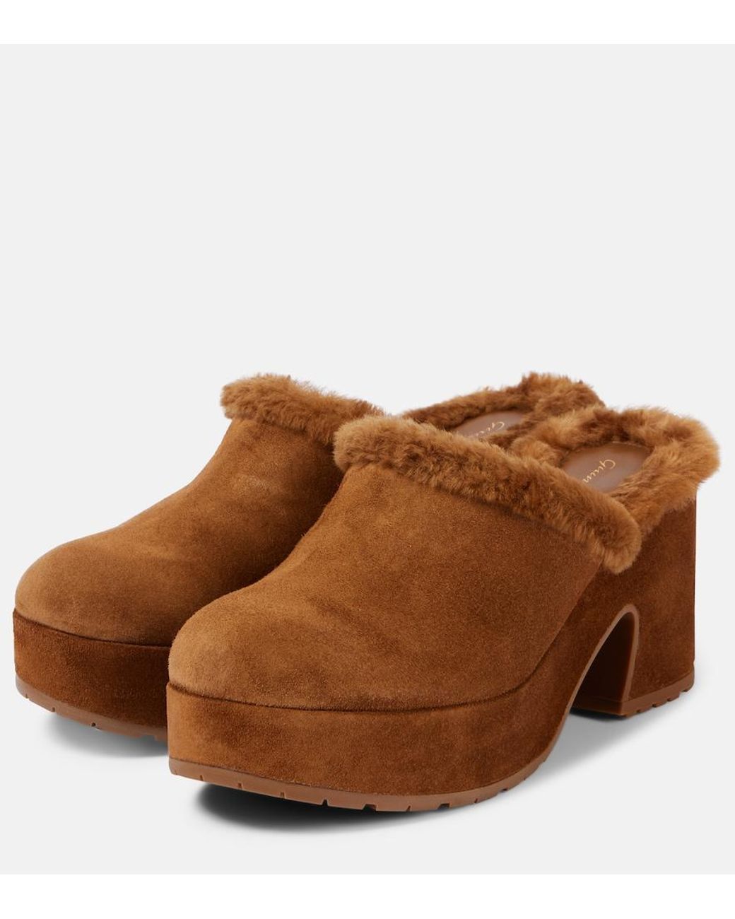 Gianvito Rossi Brown Lyss 55 Suede Platform Clogs