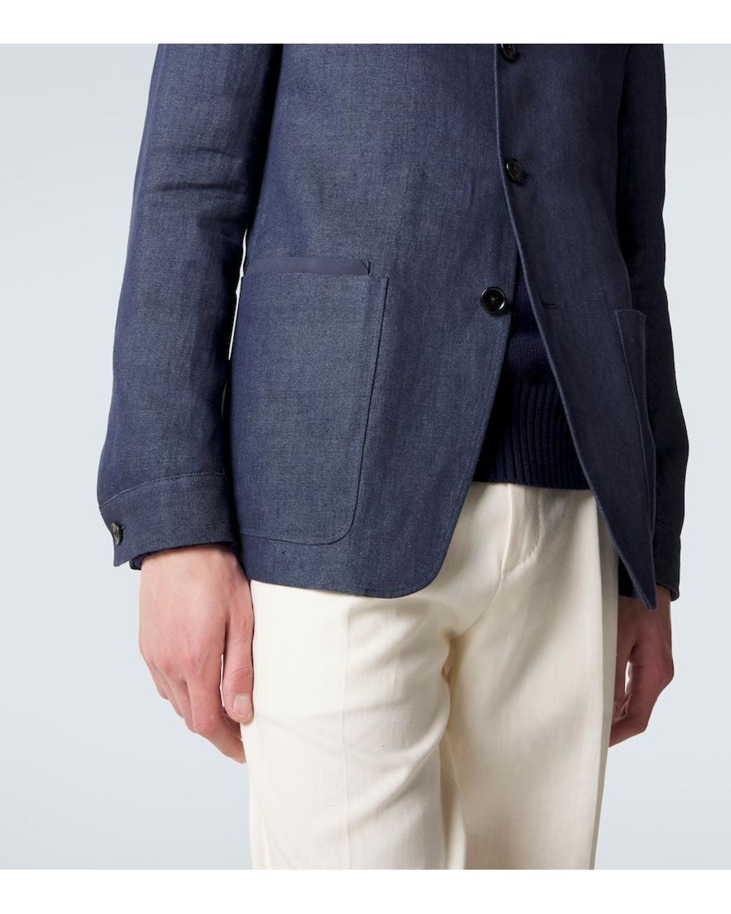 Zegna Blue Il Conte Linen Jacket for men