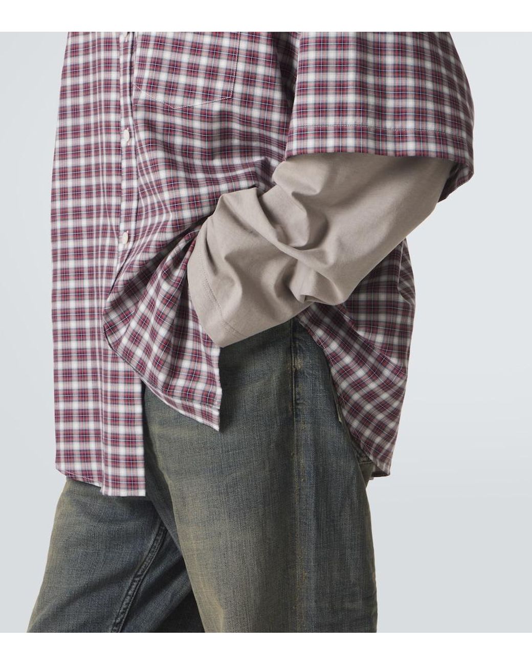 Balenciaga Layered Checked Cotton Shirt for men