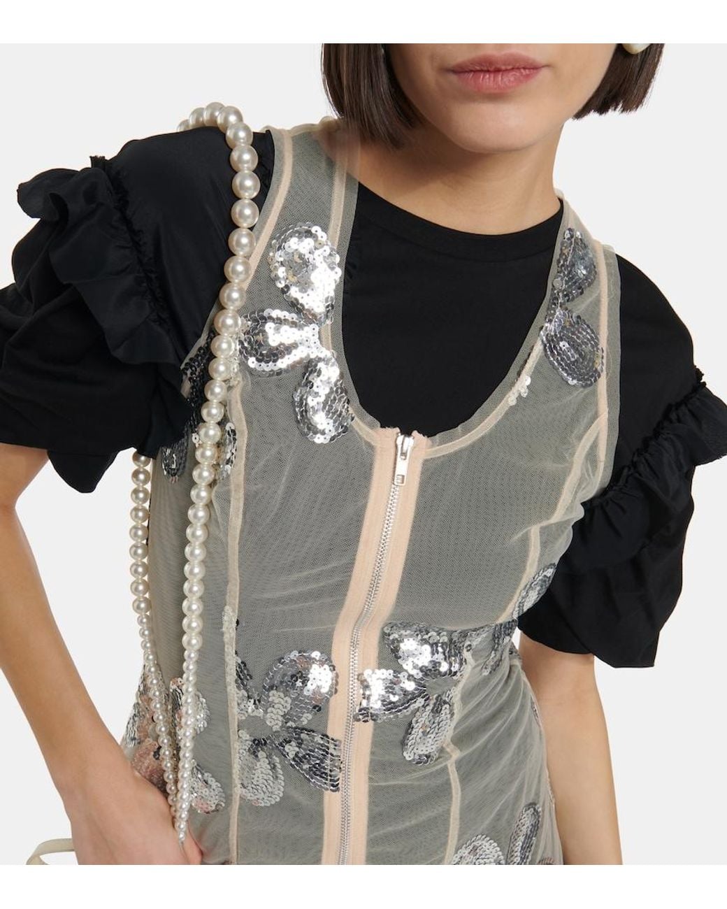 Top En Tulle A Sequins Simone Rocha en coloris White