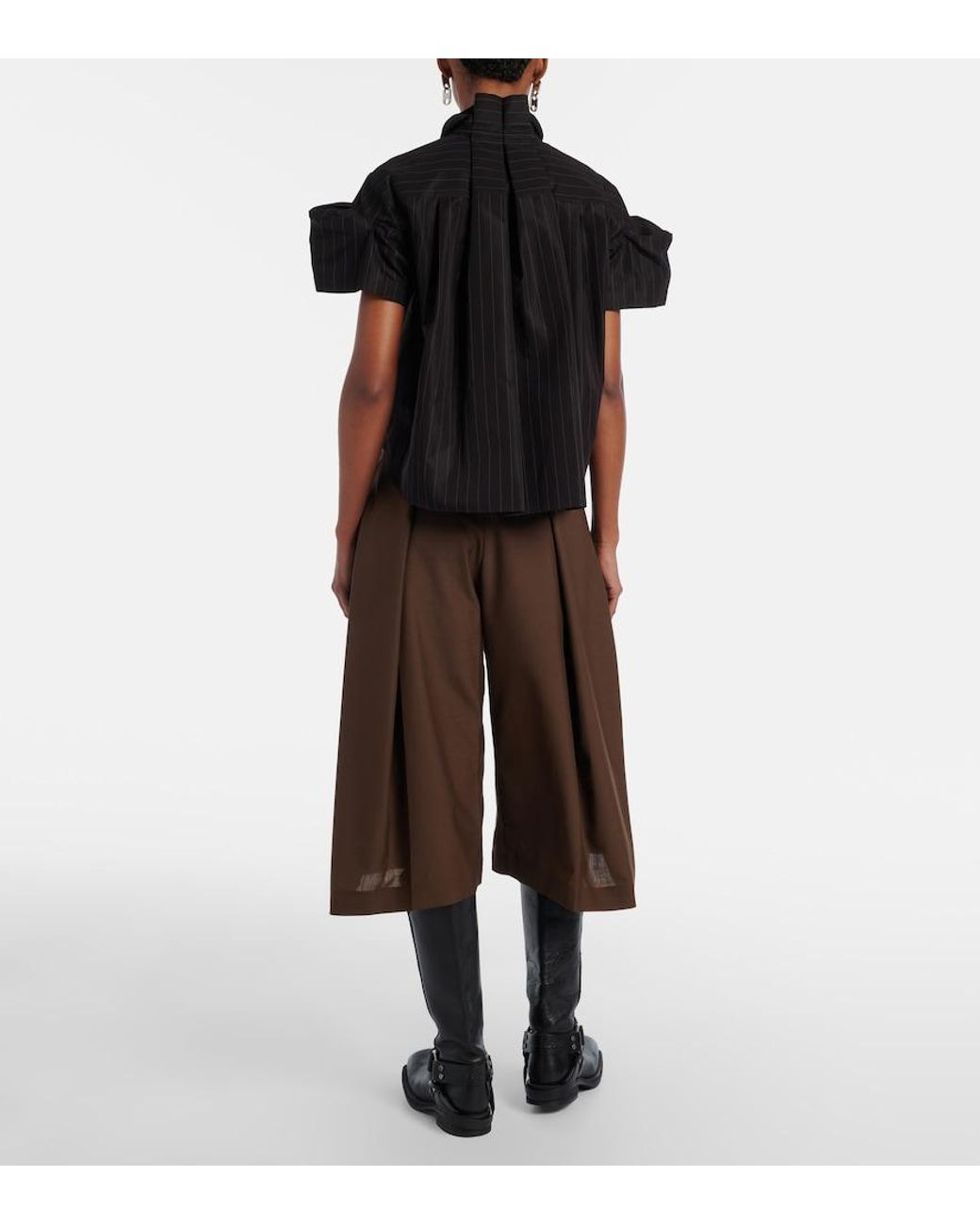 Sacai Brown Pleated Belted Shorts