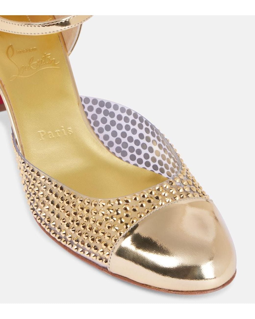 Christian Louboutin Metallic Miss Mj Strass Mirrored Leather And Pvc Pumps