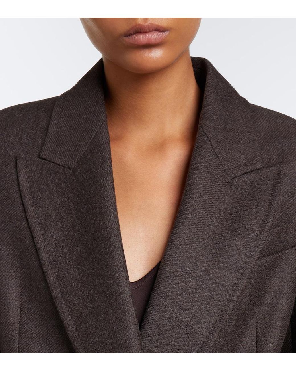 Max Mara Brown Double-Breasted Virgin Wool Blazer