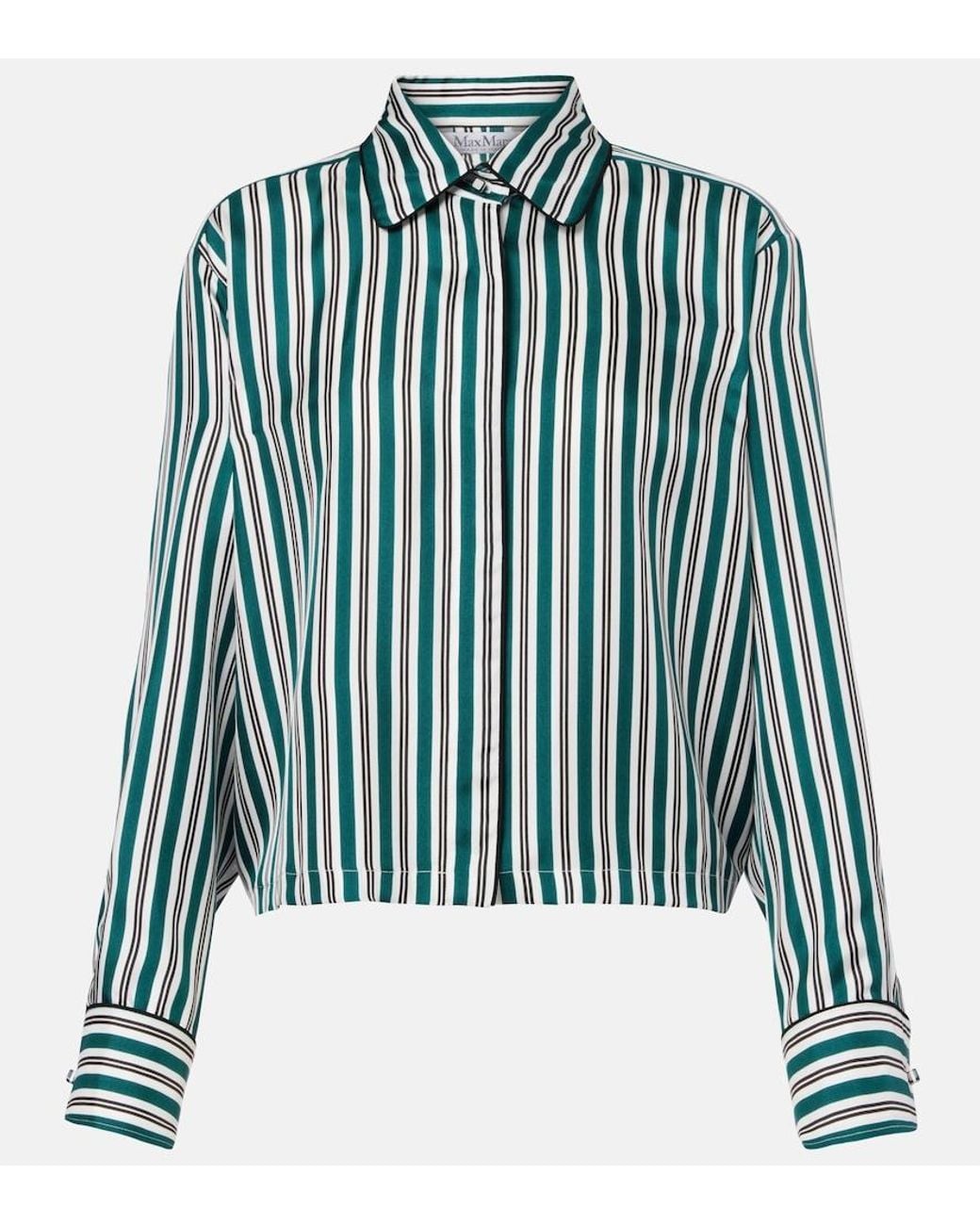 Max Mara Blue Brama Striped Silk Shirt
