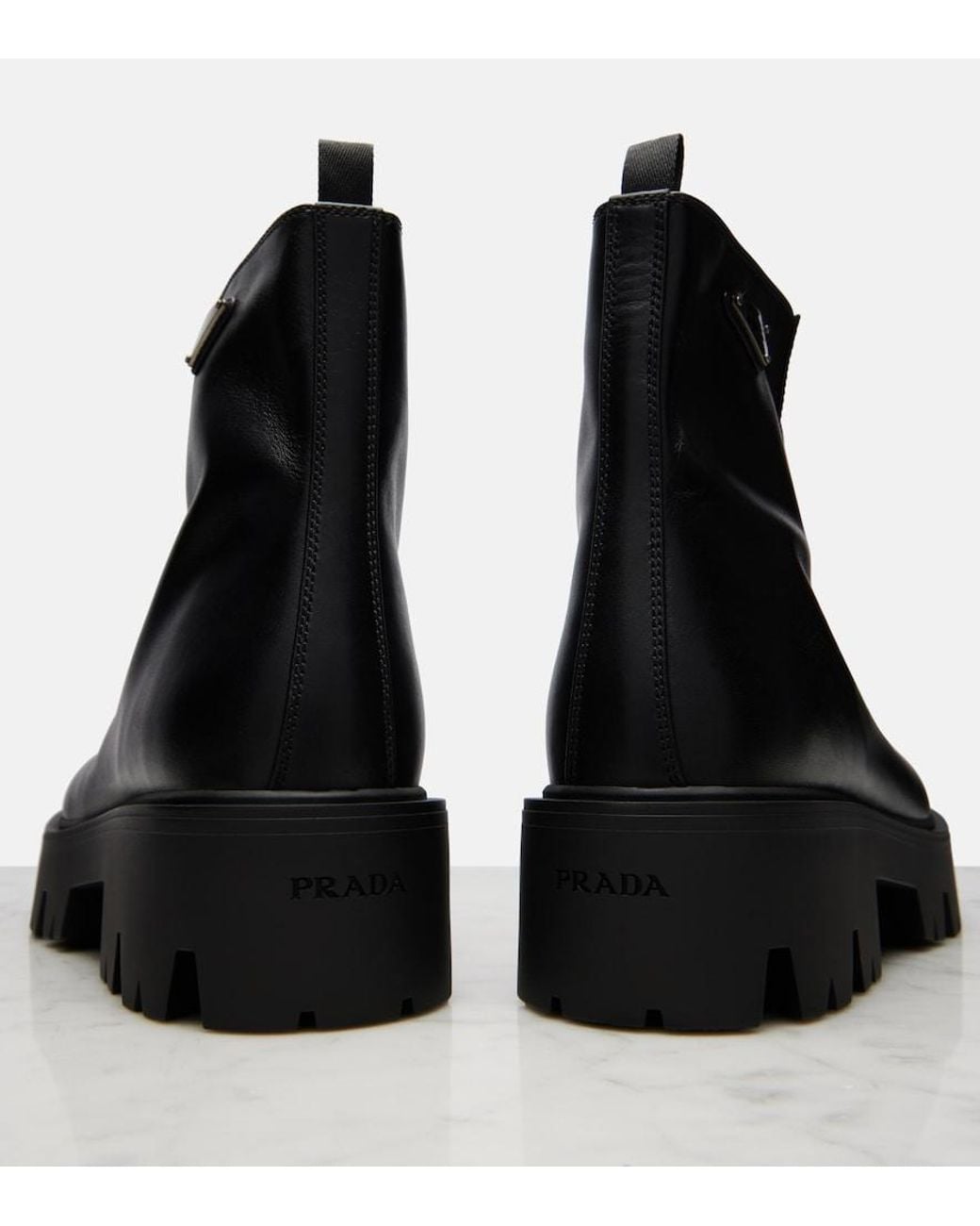 Prada Black Ankle Boots Aus Leder