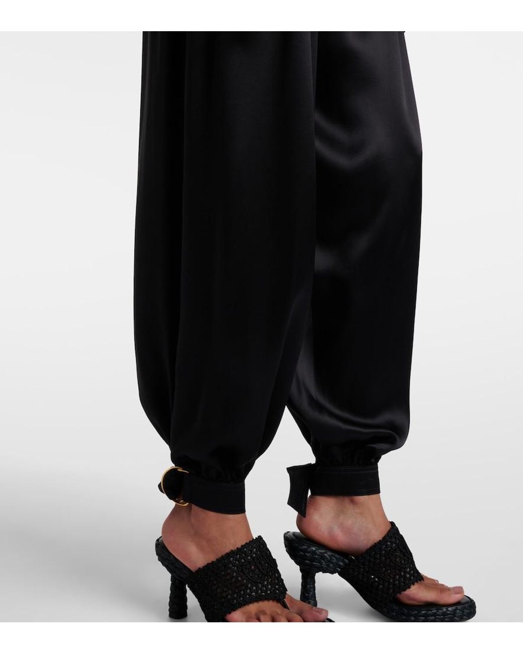 Chloé Black High-Rise Silk Satin Cargo Pants