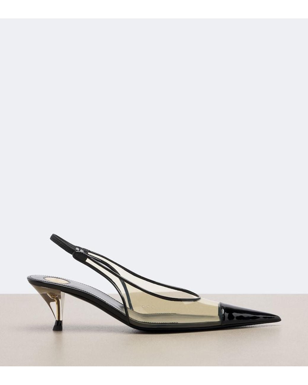 Saint Laurent White Fanny Leather-Trimmed Slingback Pumps