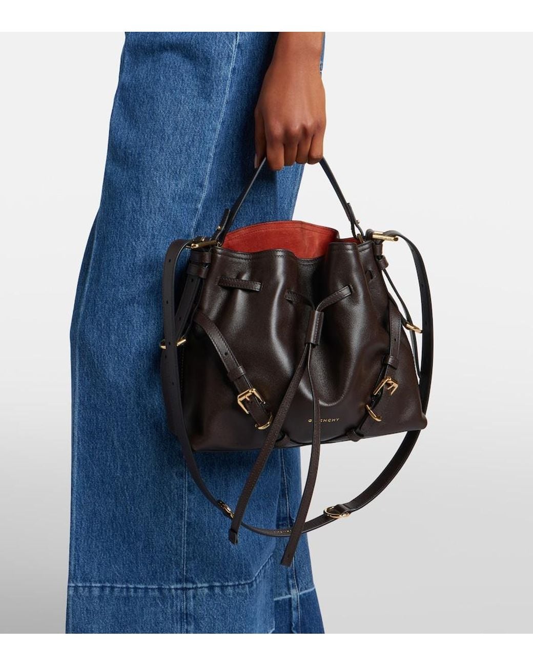 Givenchy Black Voyou Bucket Small Leather Shoulder Bag