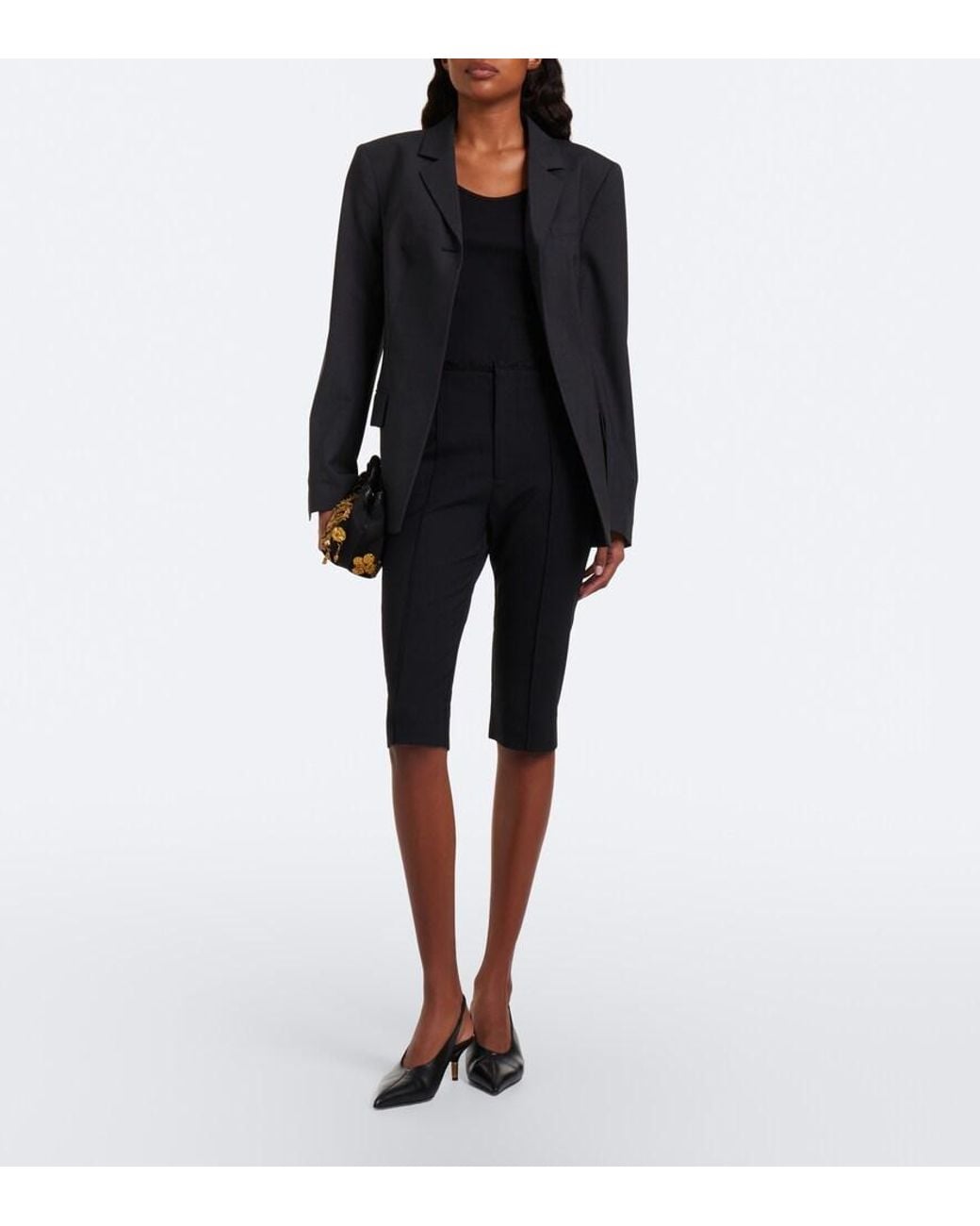 Sir Black Miller Lace-Trimmed Wool-Blend Capri Pants