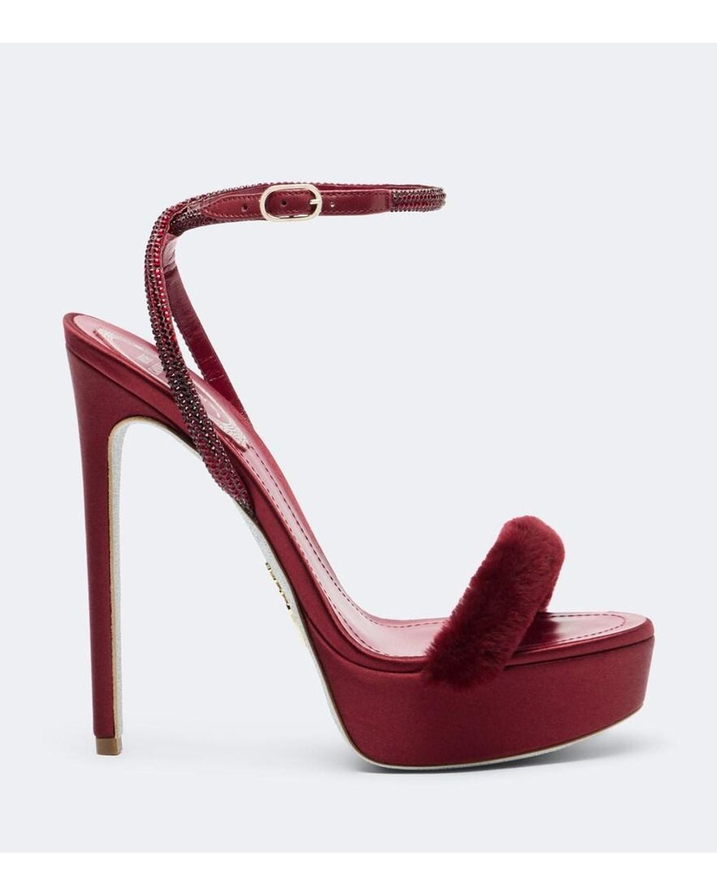 Rene Caovilla Red Embellished Platform Sandals