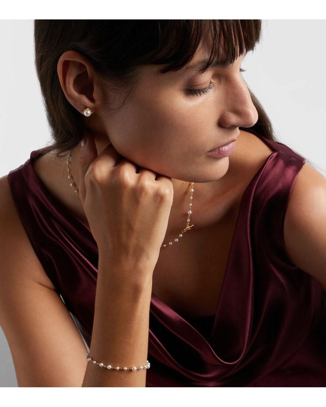 David Yurman White Pearl Classics 18Kt Earrings With Pearls And Diamonds