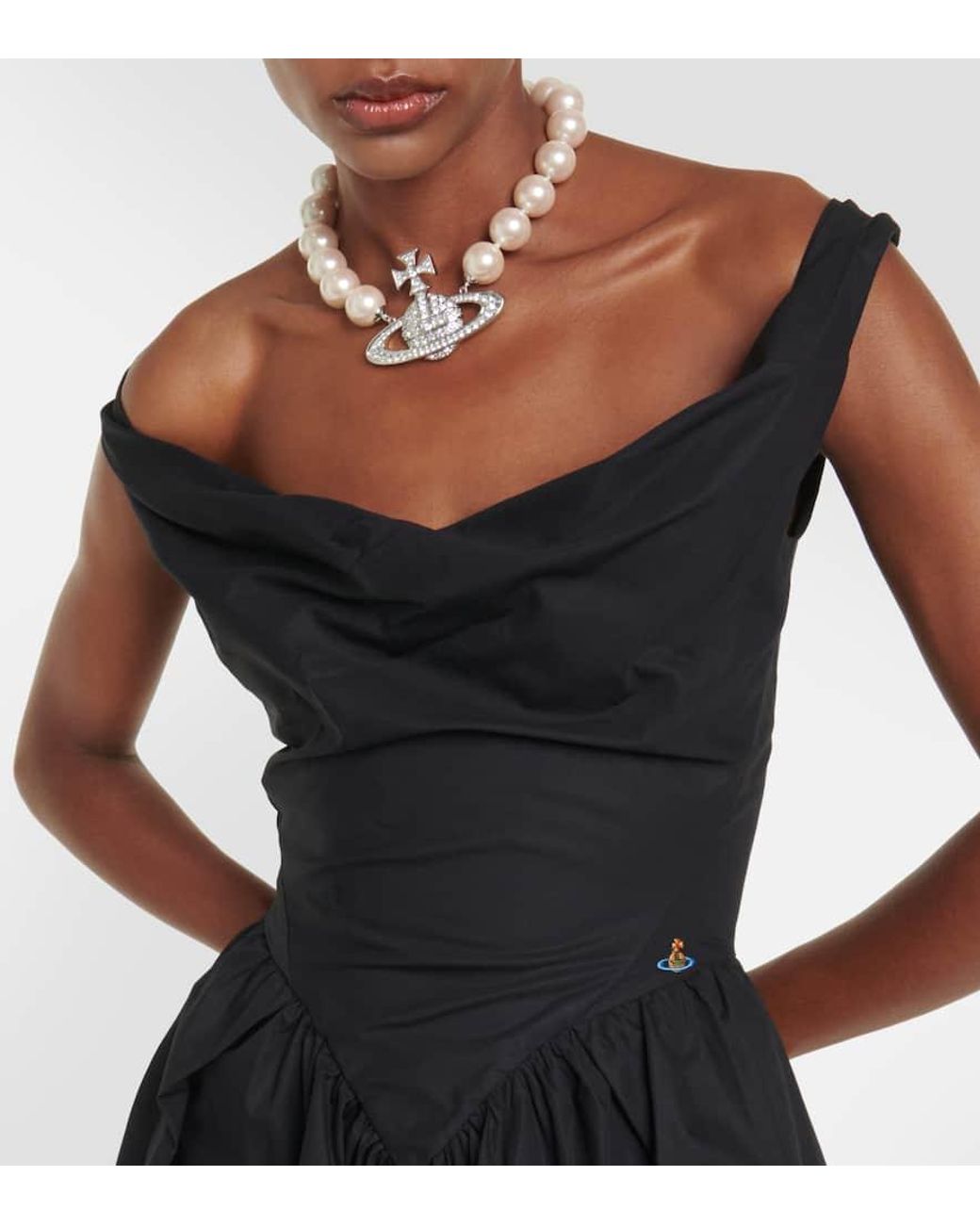 vivienne westwood gathered cotton poplin midi dress Vivienne Westwood Gathered Cotton Poplin Midi Dress in Black