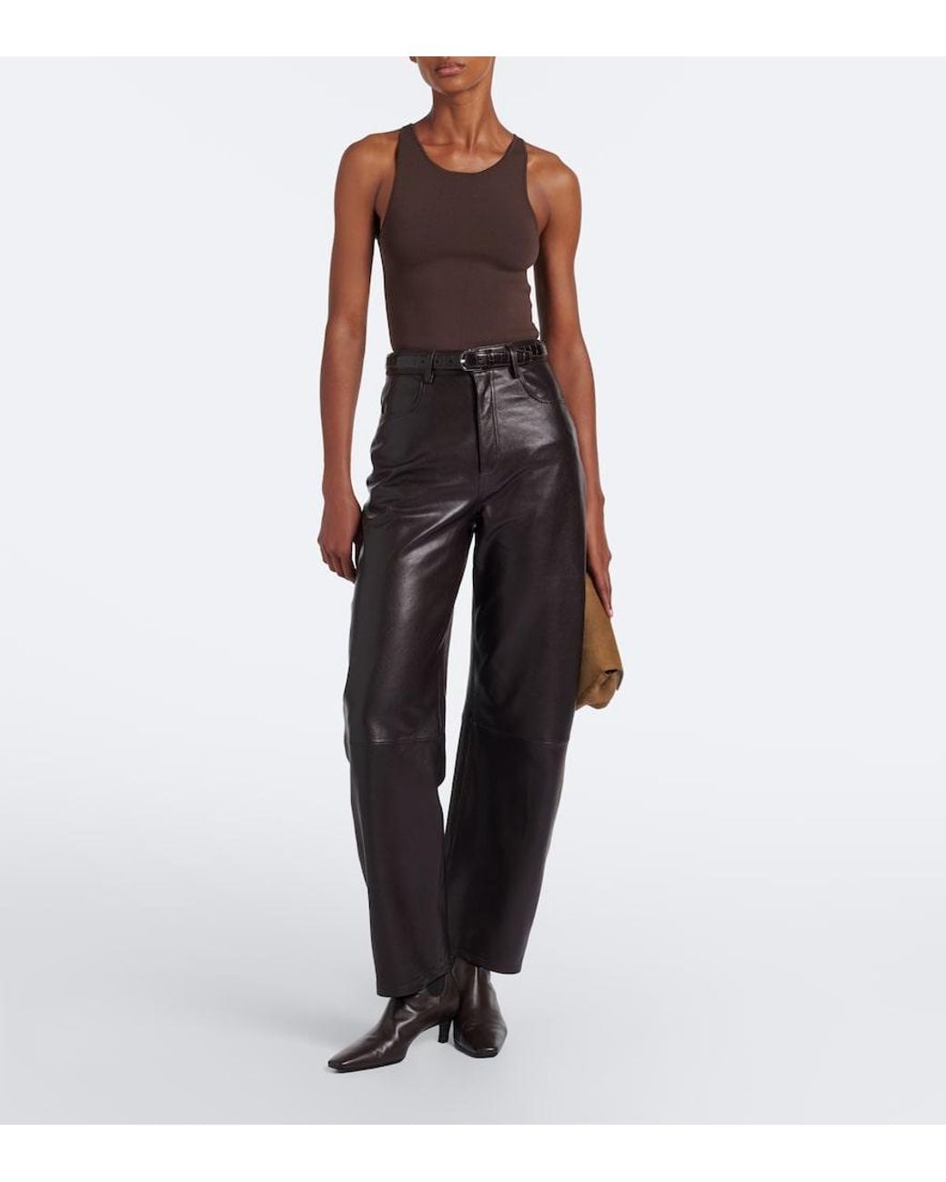 Arma Black Leather Wide-Leg Pants