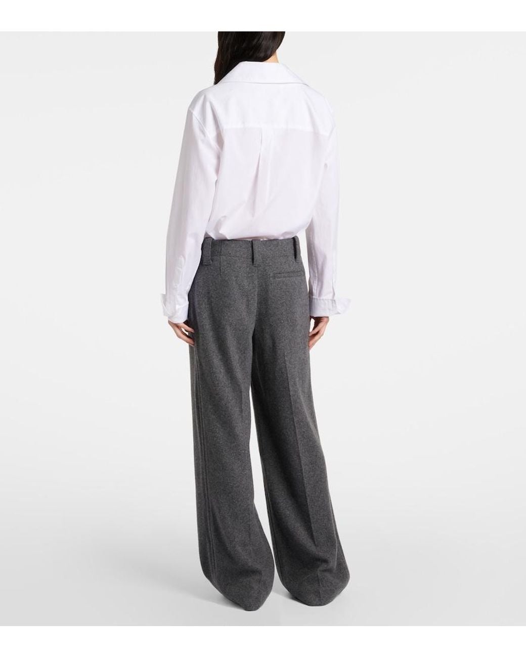 Proenza Schouler Gray Mid-Rise Wide-Leg Pants