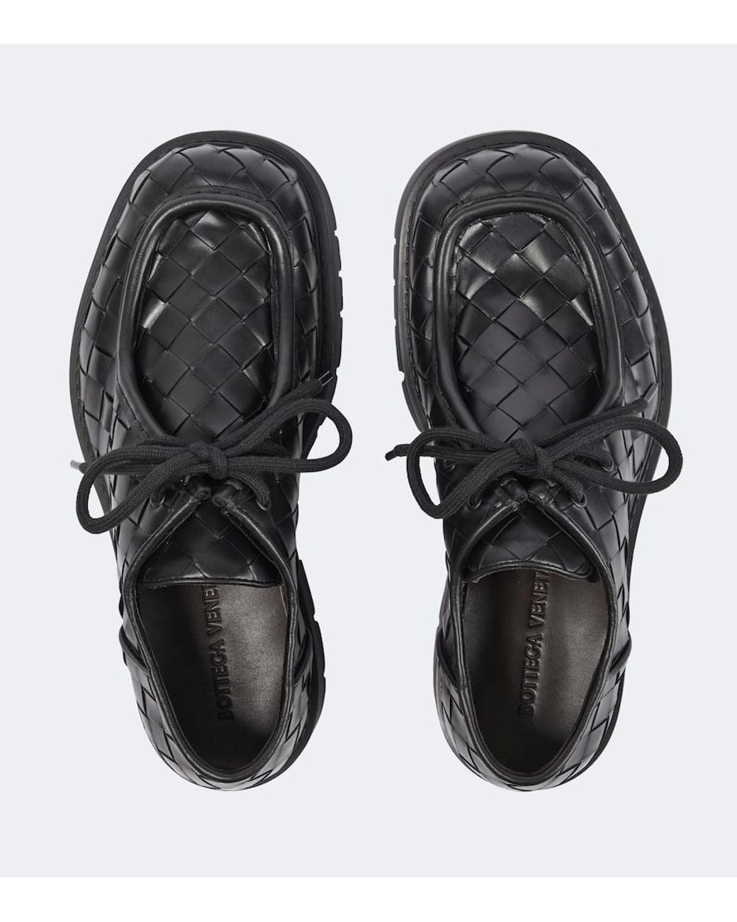 Bottega Veneta Black Haddock Leather Derby Shoes for men