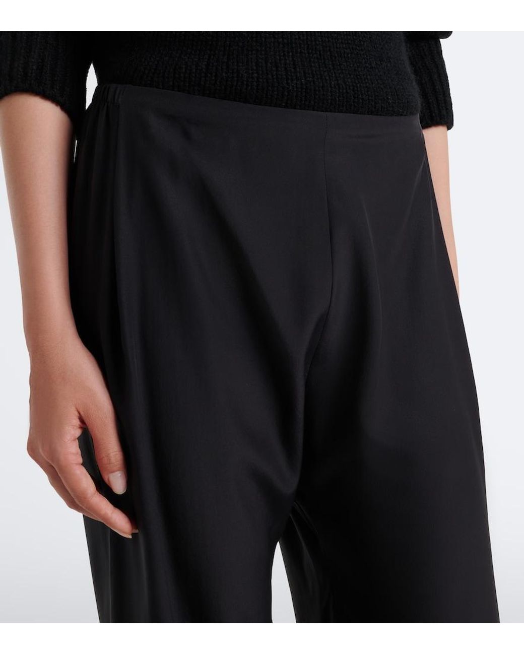 The Row Blue Jaine Silk Wide-Leg Pants