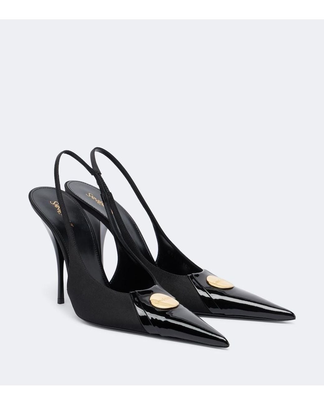 Saint Laurent Black Louis Satin Slingback Pumps