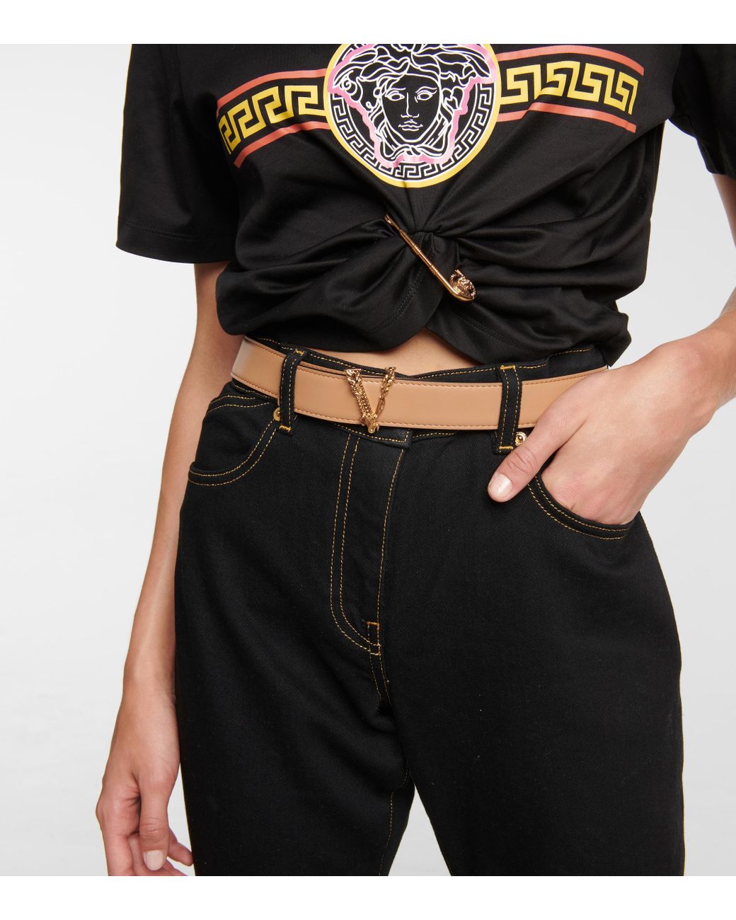 【Versace】 Virtusレザーベルト Versace - Virtus leather belt Versace