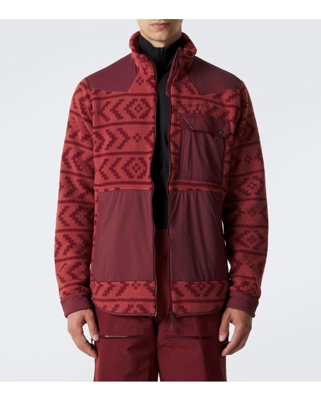 Norrona Red Tamok Printed Fleece Jacket for men