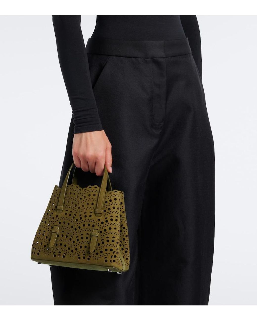 Alaïa Green Mina 20 Small Leather Top-Handle Bag