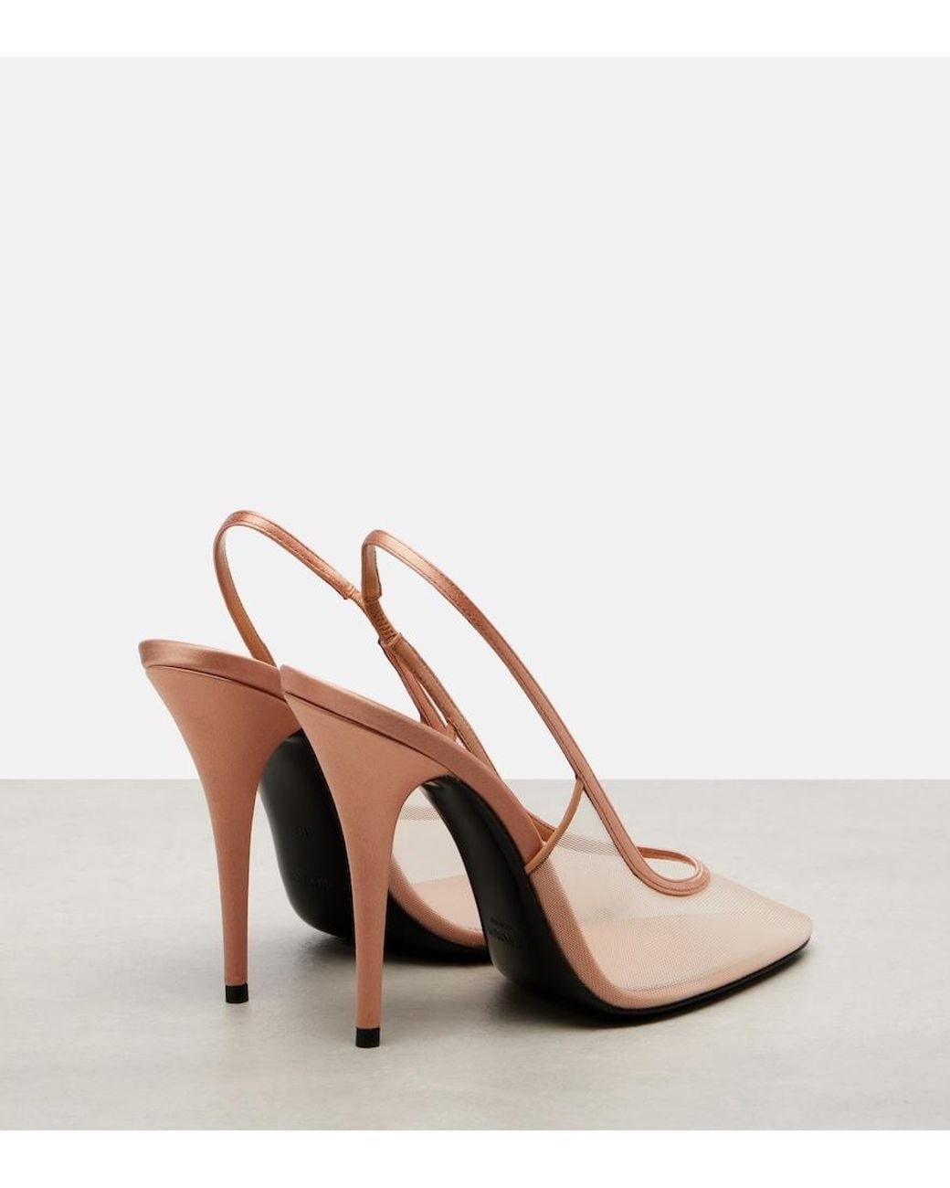 Saint Laurent White Anita 110 Mesh Slingback Pumps
