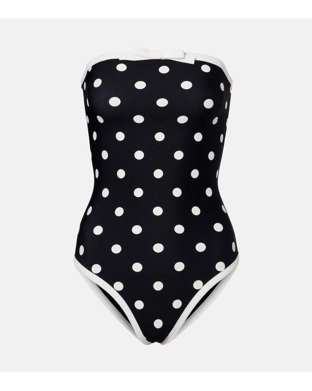 Self-Portrait Black Polka-Dot Strapless Swimsuit