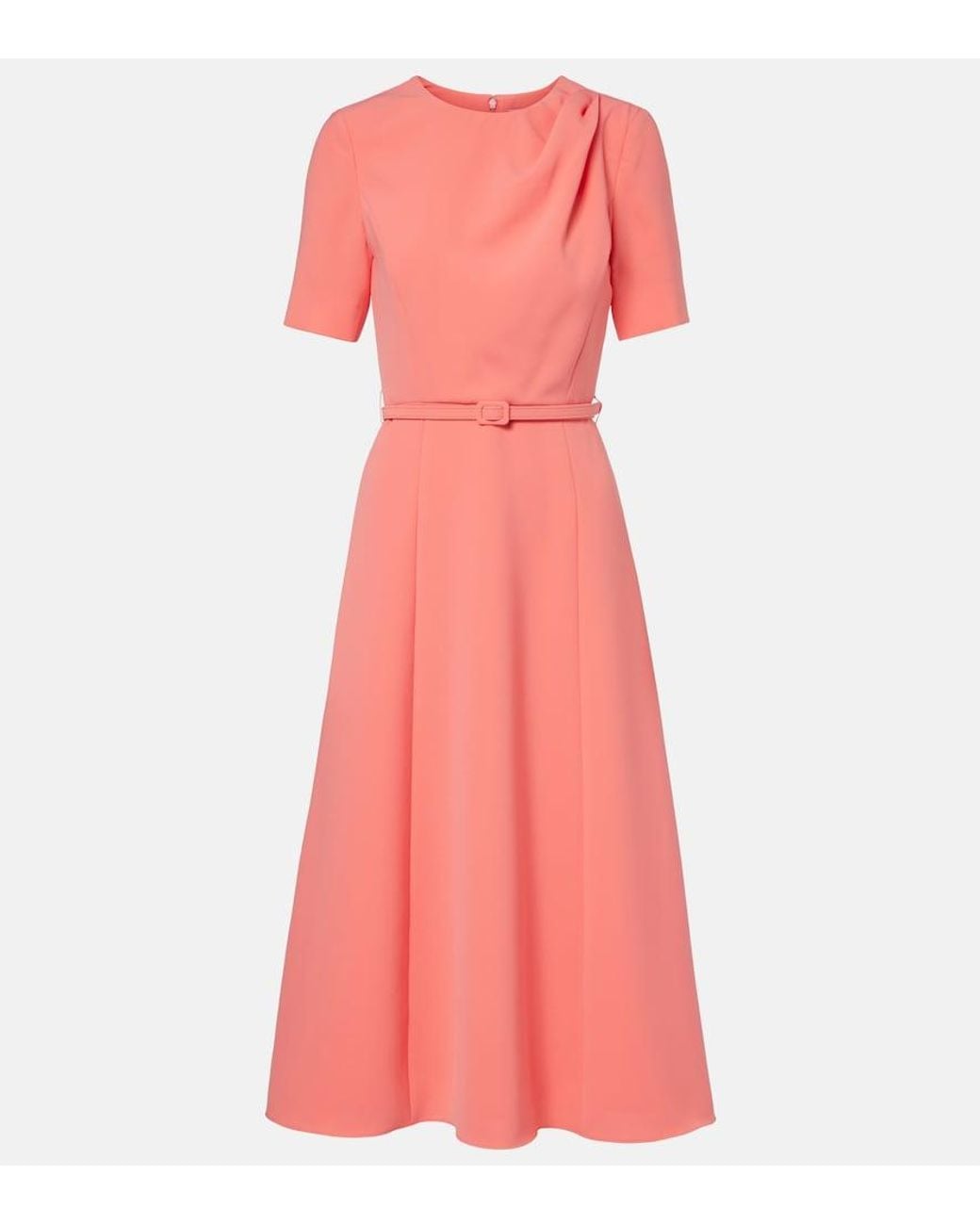 Carolina Herrera Pink Belted Crepe Midi Dress
