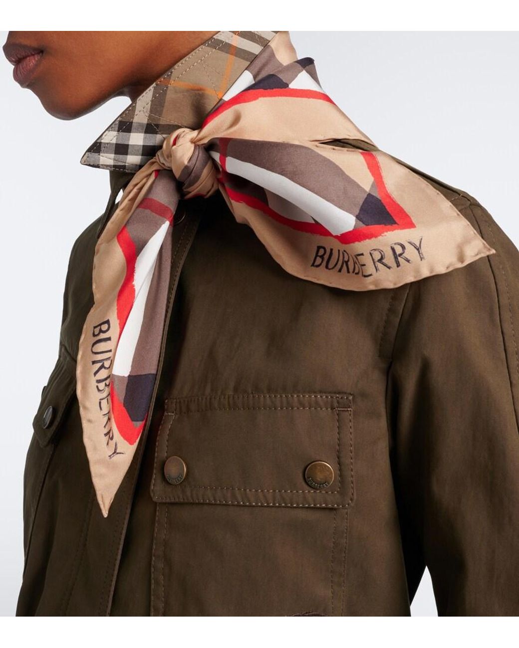Burberry Pink Check Silk Poplin Scarf