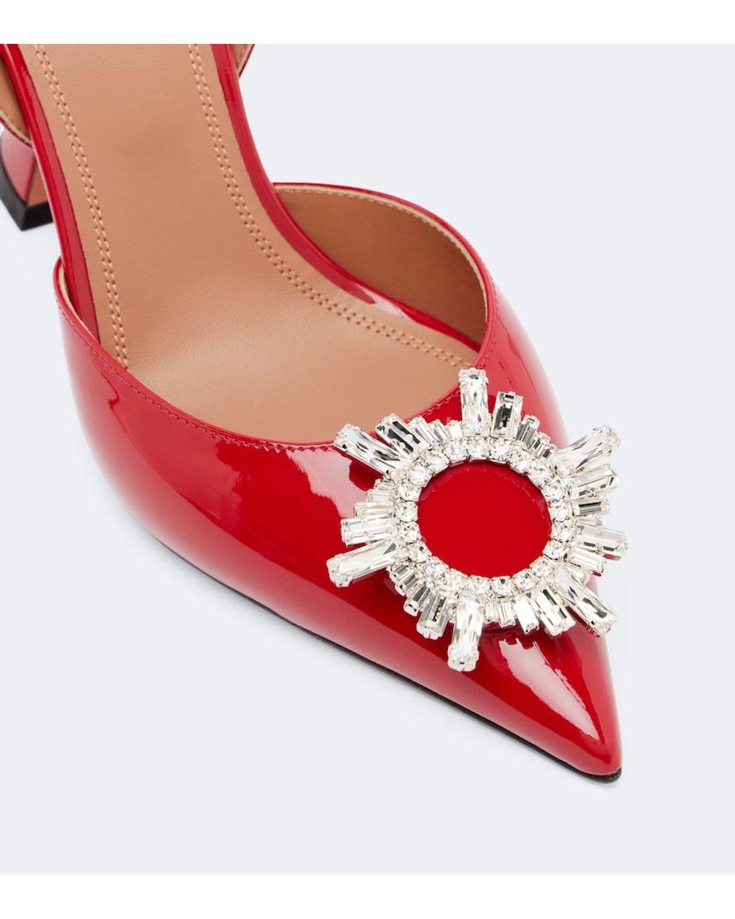 AMINA MUADDI Red Begum Embellished Leather Slingback Pumps