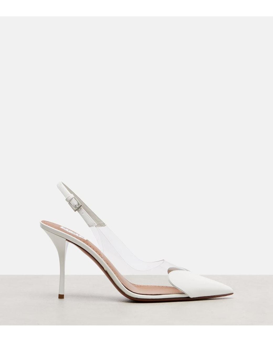 Alaïa White Le Cour 90 Patent Leather Slingback Pumps