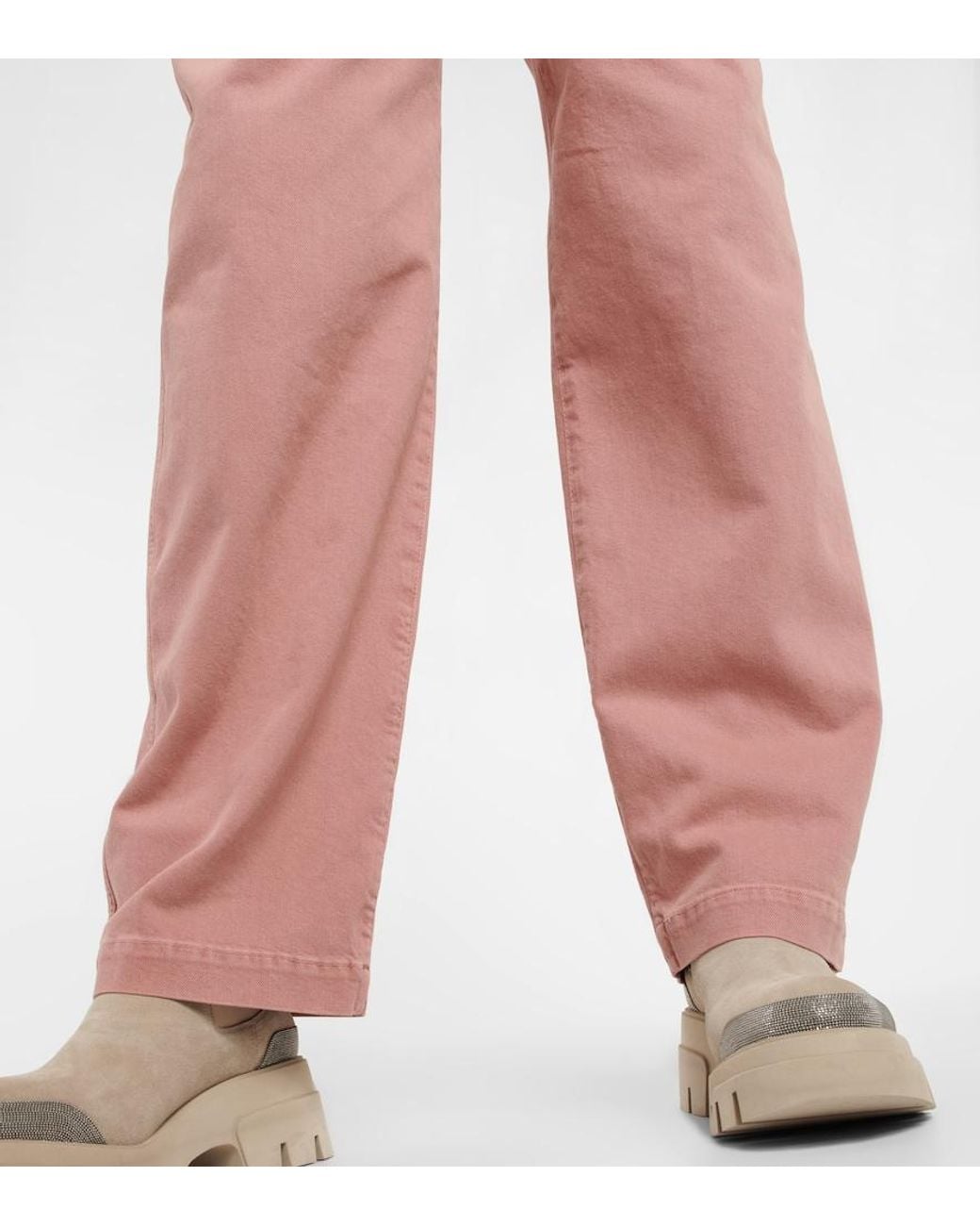 Brunello Cucinelli Pink High-Rise Straight Jeans