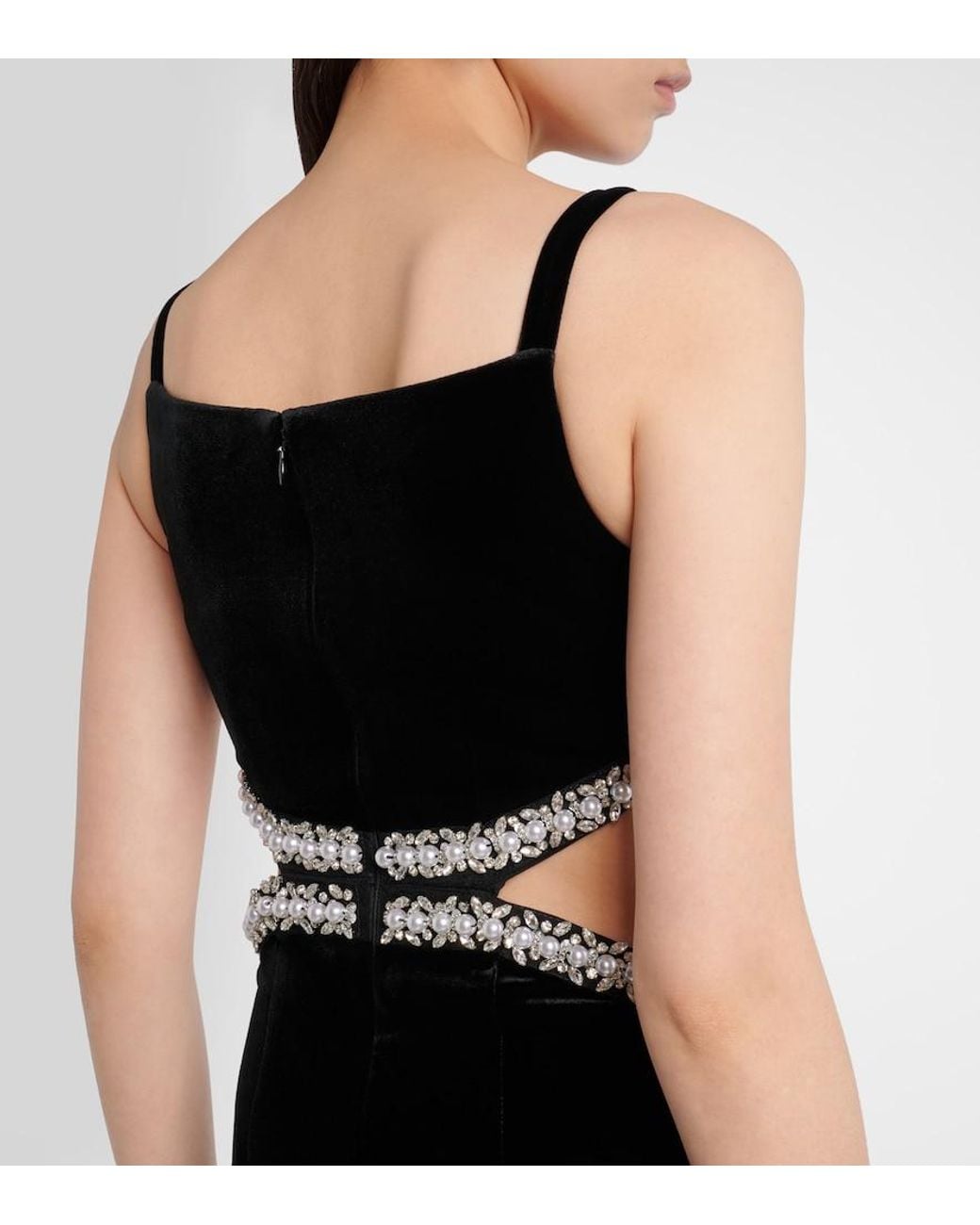 Self-Portrait Black Cutout Velvet Maxi Dress
