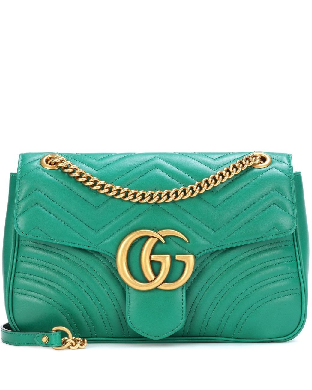 Gucci Marmont Medium Leather Shoulder Bag in Green | Lyst