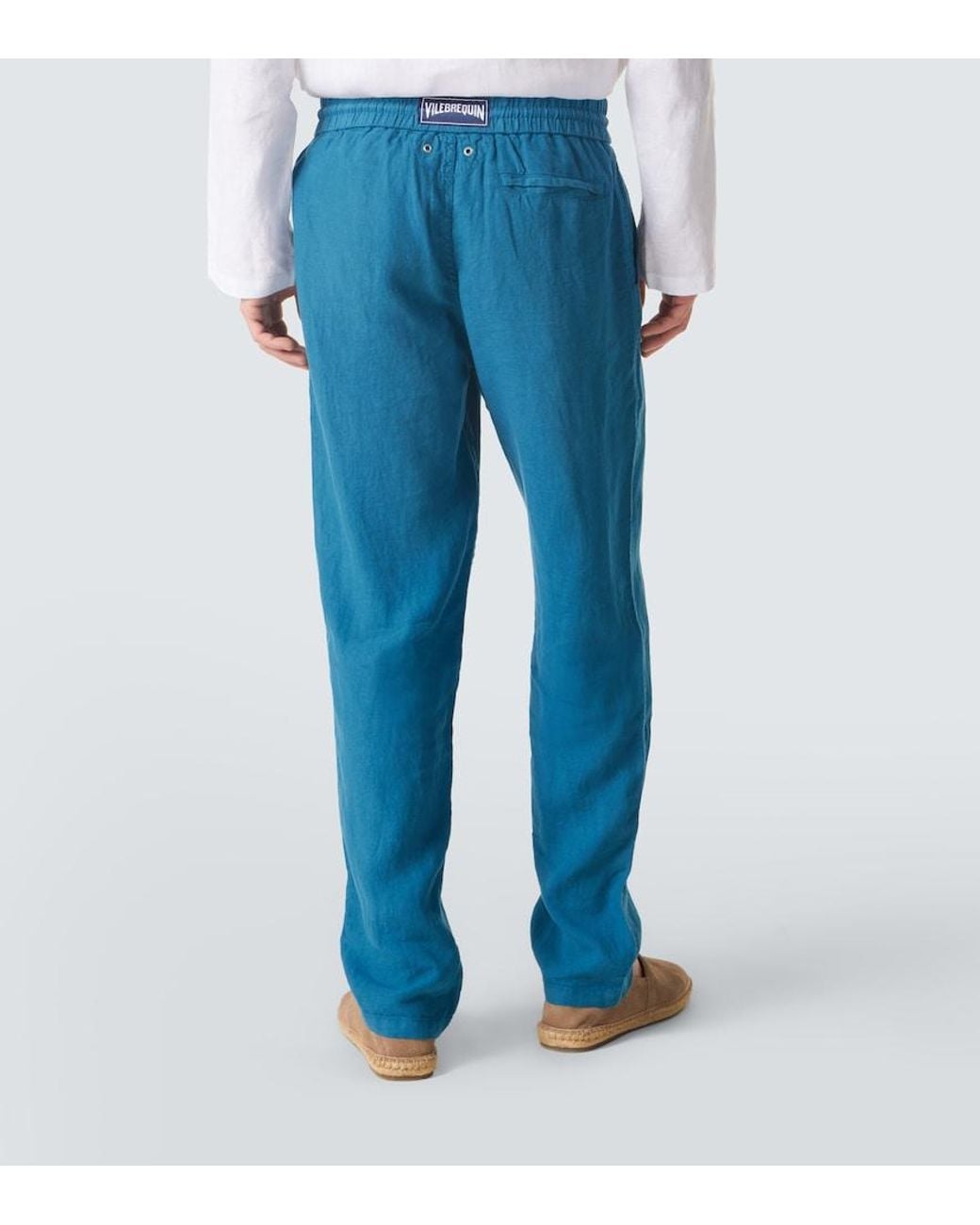 Vilebrequin Blue Linen Tapered Pants for men